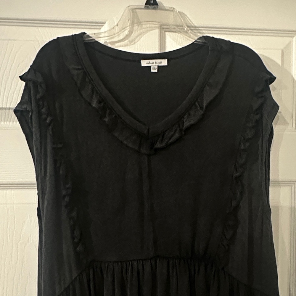 white birch Black Ruffled V-Neck Tunic Top - Picture 2 of 6
